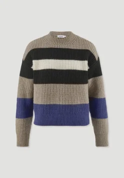 hessnatur Strick Pullover Relaxed BETTER RECYCLING aus reiner Bio-Merinowolle von irisblau