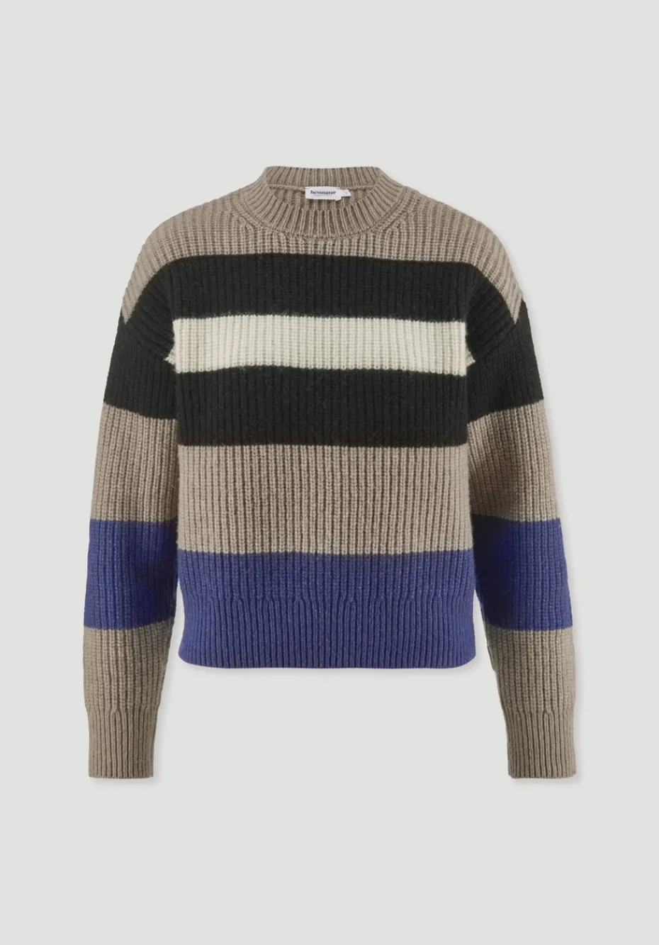 hessnatur Strick Pullover Relaxed BETTER RECYCLING aus reiner Bio-Merinowolle von irisblau