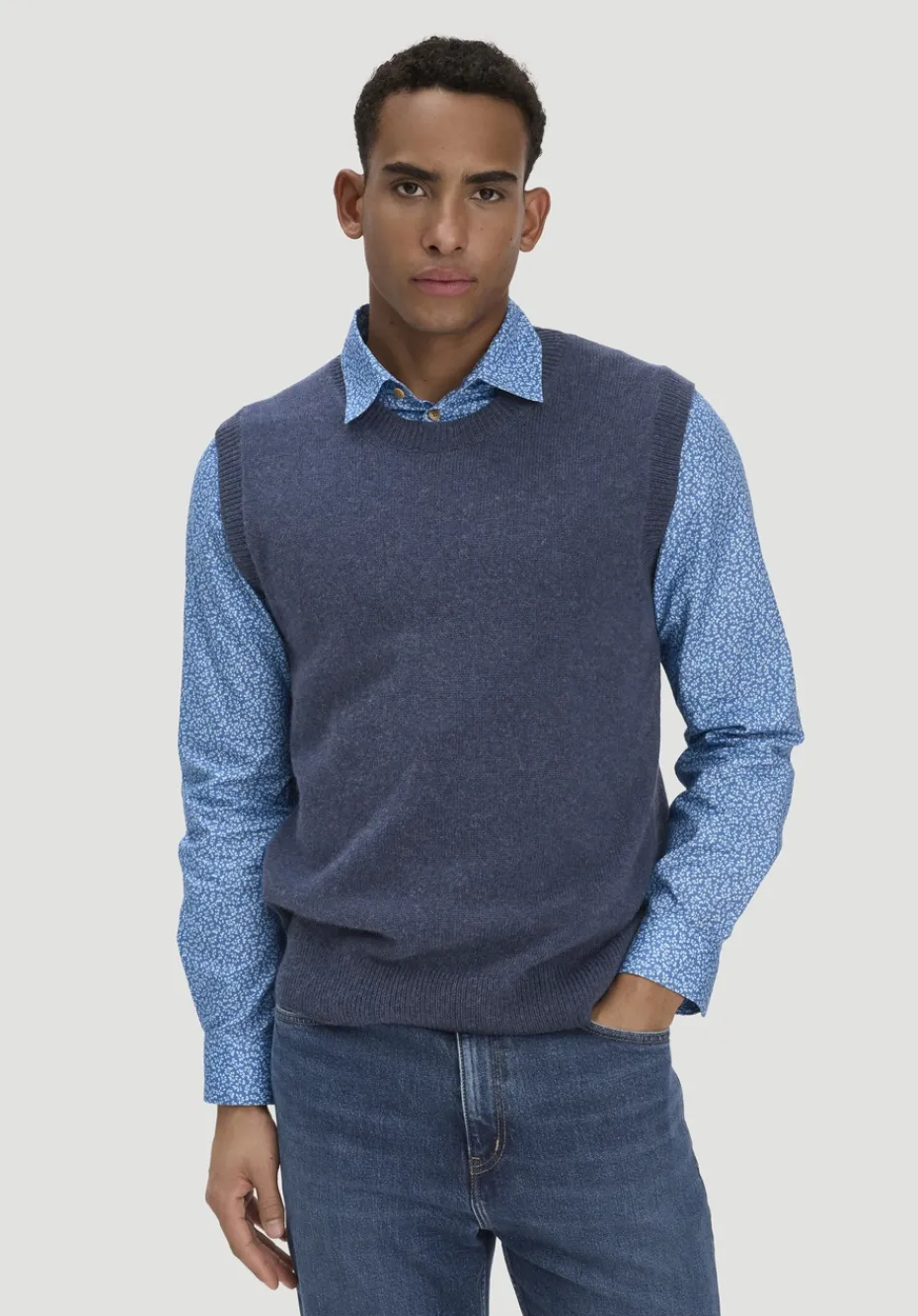hessnatur Strick Pullunder Regular aus Bio-Merinowolle mit Bio-Baumwolle von mitternachtsblau New