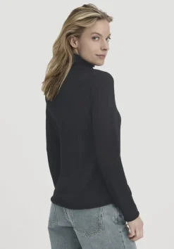 hessnatur Strick Rollkragen Pullover Slim aus reiner Bio-Merinowolle von schwarz Outlet
