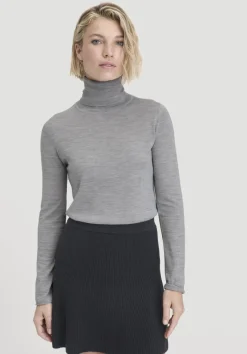 hessnatur Strick Rollkragen Pullover Slim aus reiner Bio-Merinowolle von hellgrau Outlet