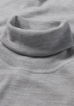 hessnatur Strick Rollkragen Pullover Slim aus reiner Bio-Merinowolle von hellgrau Outlet