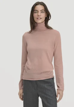 hessnatur Strick Rollkragen Pullover Slim aus reiner Bio-Merinowolle von rosé New