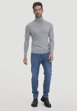hessnatur Strick Rollkragen Pullover Regular aus reiner Bio-Merinowolle von hellgrau Hot