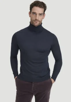 hessnatur Strick Rollkragen Pullover Regular aus reiner Bio-Merinowolle von marine Clearance