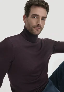 hessnatur Strick Rollkragen Pullover Regular aus reiner Bio-Merinowolle von schwarzbeere Online