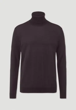 hessnatur Strick Rollkragen Pullover Regular aus reiner Bio-Merinowolle von schwarzbeere Online