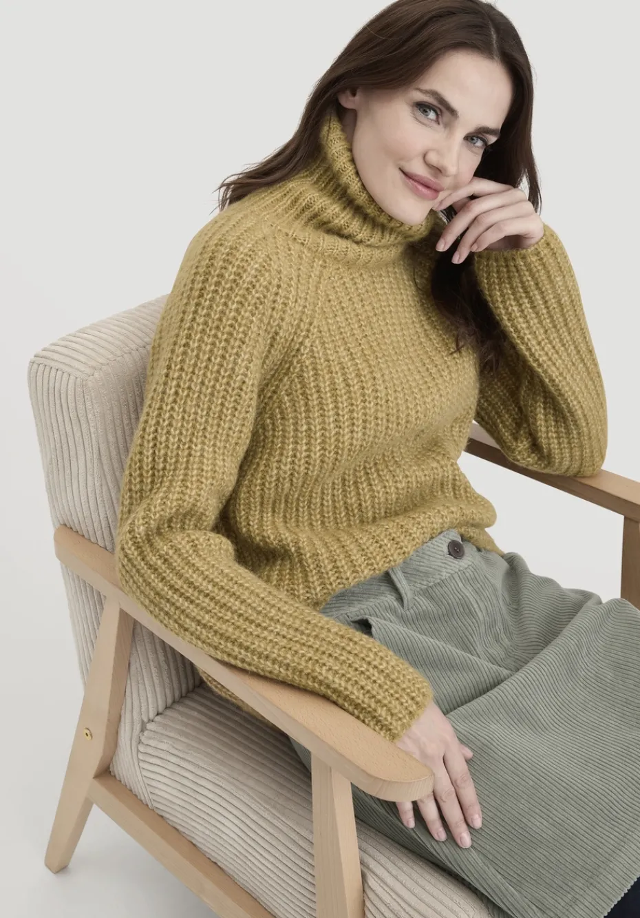 hessnatur Strick Rollkragenpullover Relaxed aus Alpaka mit Bio-Baumwolle von messing Best