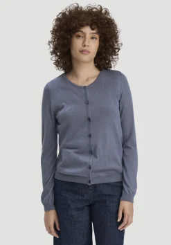 hessnatur Strickjacke Regular aus TENCEL™ Lyocell mit Bio-Baumwolle von schieferblau New