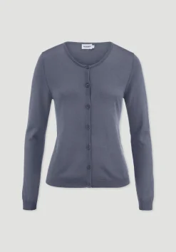 hessnatur Strickjacke Regular aus TENCEL™ Lyocell mit Bio-Baumwolle von schieferblau New