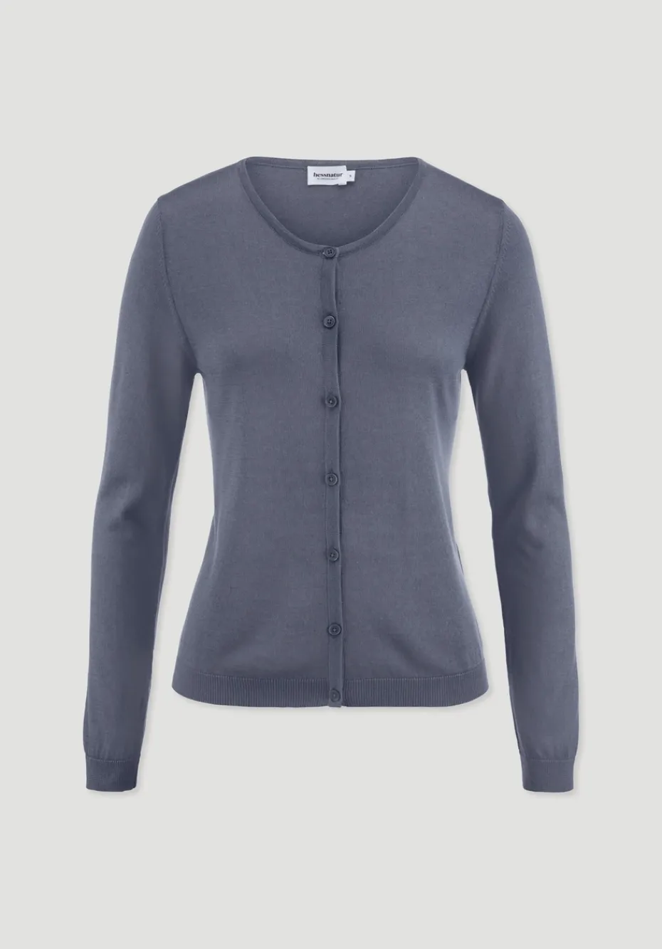 hessnatur Strickjacke Regular aus TENCEL™ Lyocell mit Bio-Baumwolle von schieferblau New