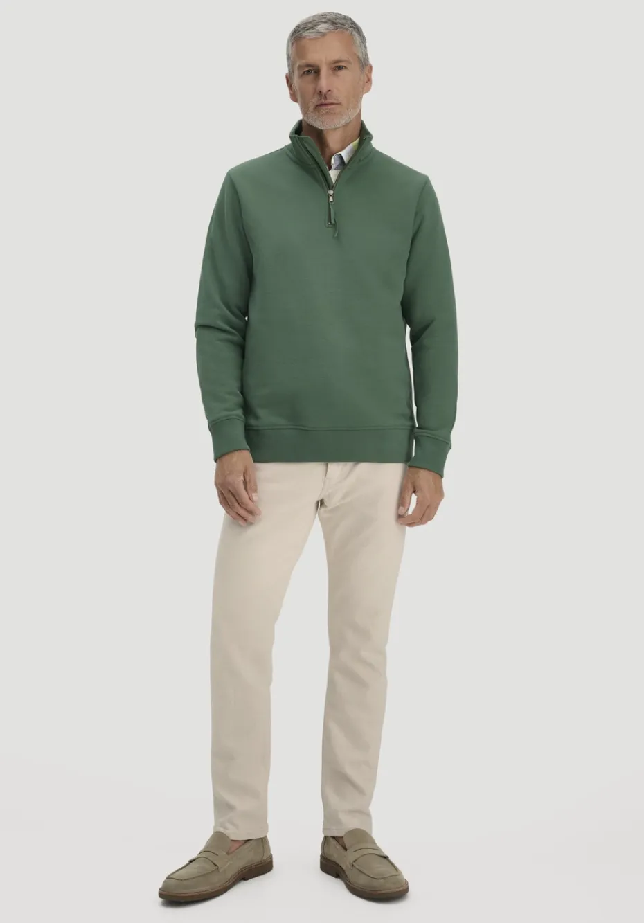 hessnatur Sweat Troyer Regular BETTER RECYCLING aus reiner Bio-Baumwolle von efeugrün Clearance