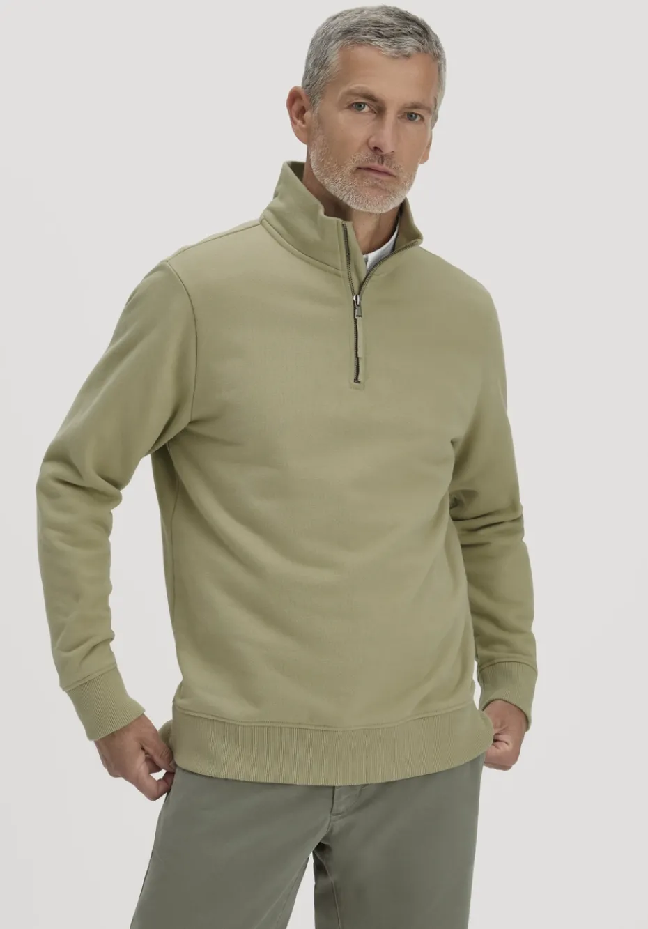 hessnatur Sweat Troyer Regular BETTER RECYCLING aus reiner Bio-Baumwolle von pastellmoos Online