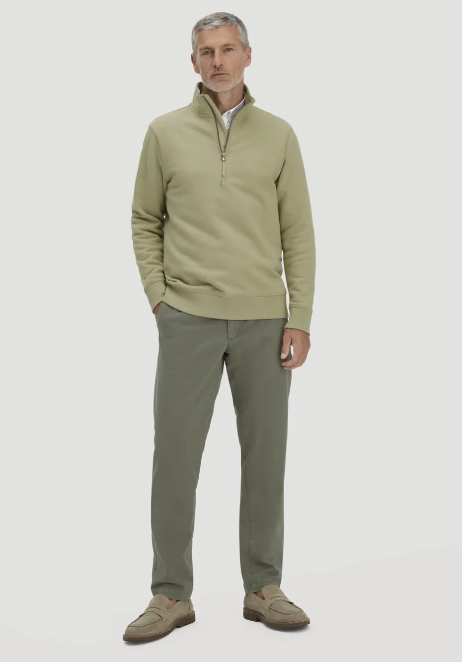 hessnatur Sweat Troyer Regular BETTER RECYCLING aus reiner Bio-Baumwolle von pastellmoos Online