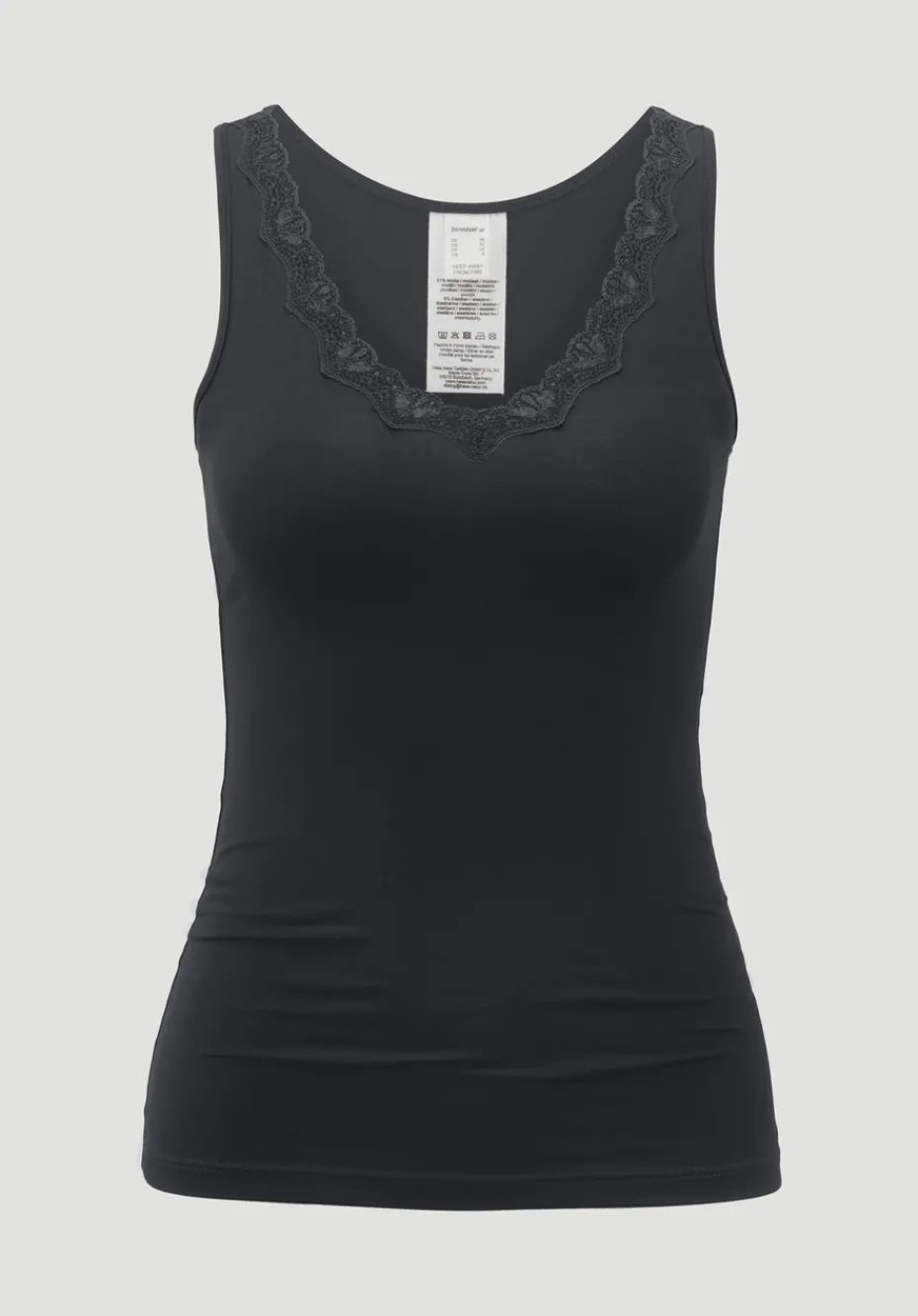 hessnatur Tank Top PURE SENSE LACE aus TENCEL™ Modal von schwarz
