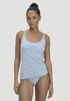 hessnatur Tanktop COTTON FEEL LACE aus Bio-Baumwolle von nordisch blau Clearance