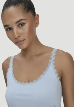 hessnatur Tanktop COTTON FEEL LACE aus Bio-Baumwolle von nordisch blau Clearance
