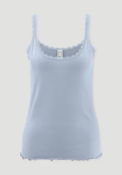 hessnatur Tanktop COTTON FEEL LACE aus Bio-Baumwolle von nordisch blau Clearance