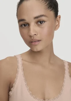 hessnatur Tanktop COTTON FEEL LACE aus Bio-Baumwolle von puder