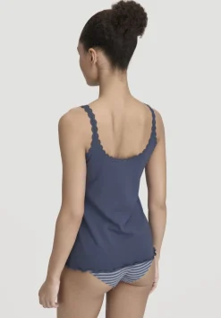 hessnatur Tanktop COTTON FEEL LACE aus Bio-Baumwolle von indigo blau Hot
