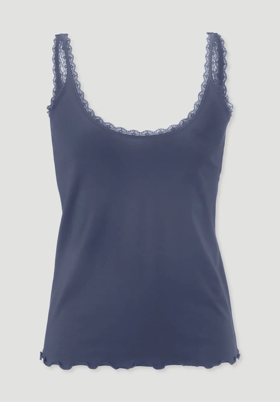 hessnatur Tanktop COTTON FEEL LACE aus Bio-Baumwolle von indigo blau Hot