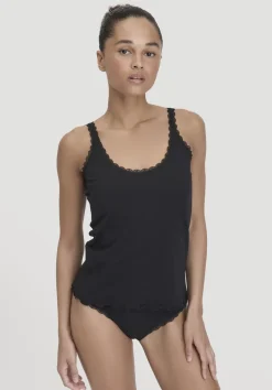 hessnatur Tanktop COTTON FEEL LACE aus Bio-Baumwolle von schwarz Sale
