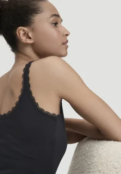 hessnatur Tanktop COTTON FEEL LACE aus Bio-Baumwolle von schwarz Sale
