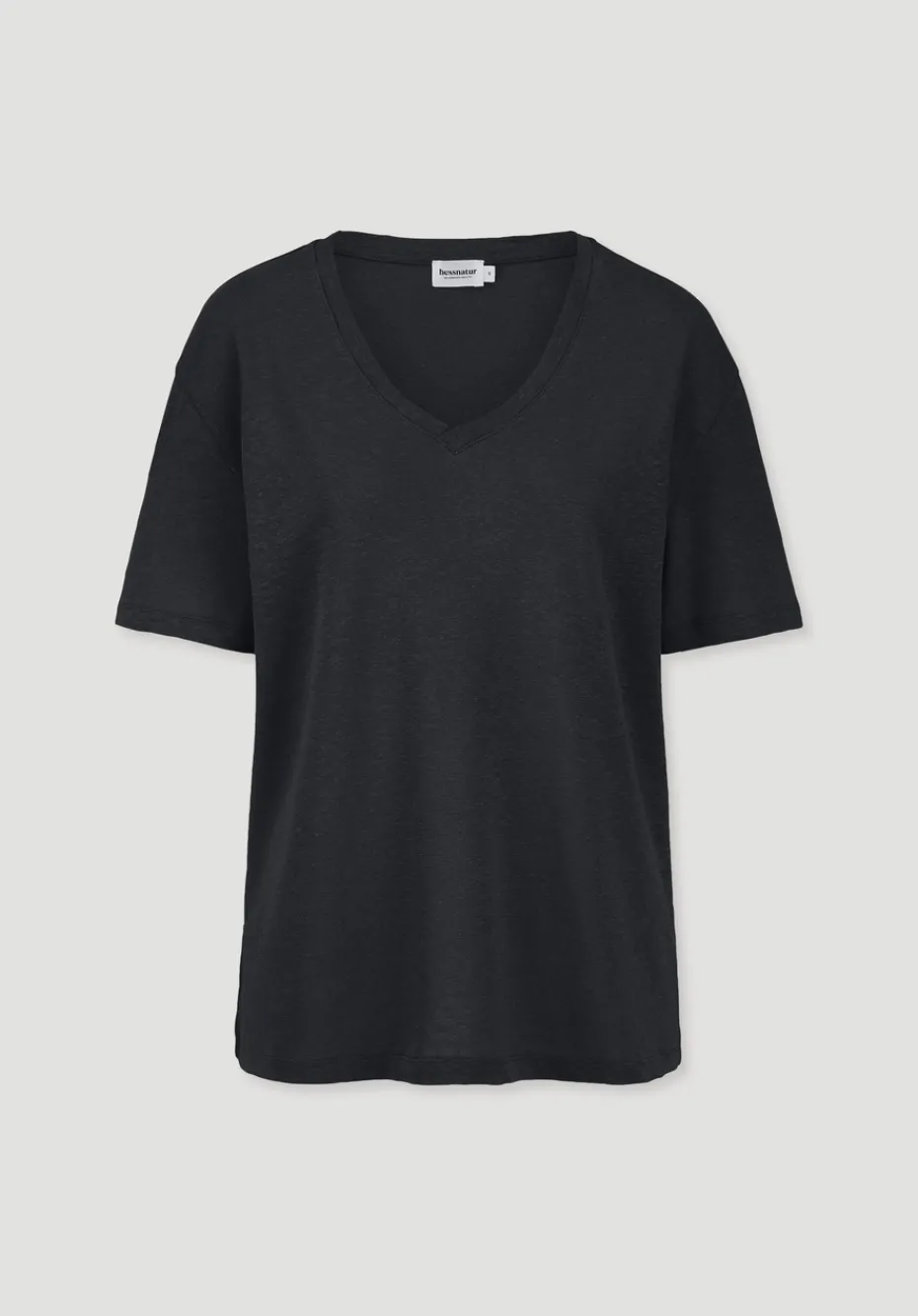 hessnatur T-Shirt Oversize aus Leinen und Bio-Baumwolle von schwarz New