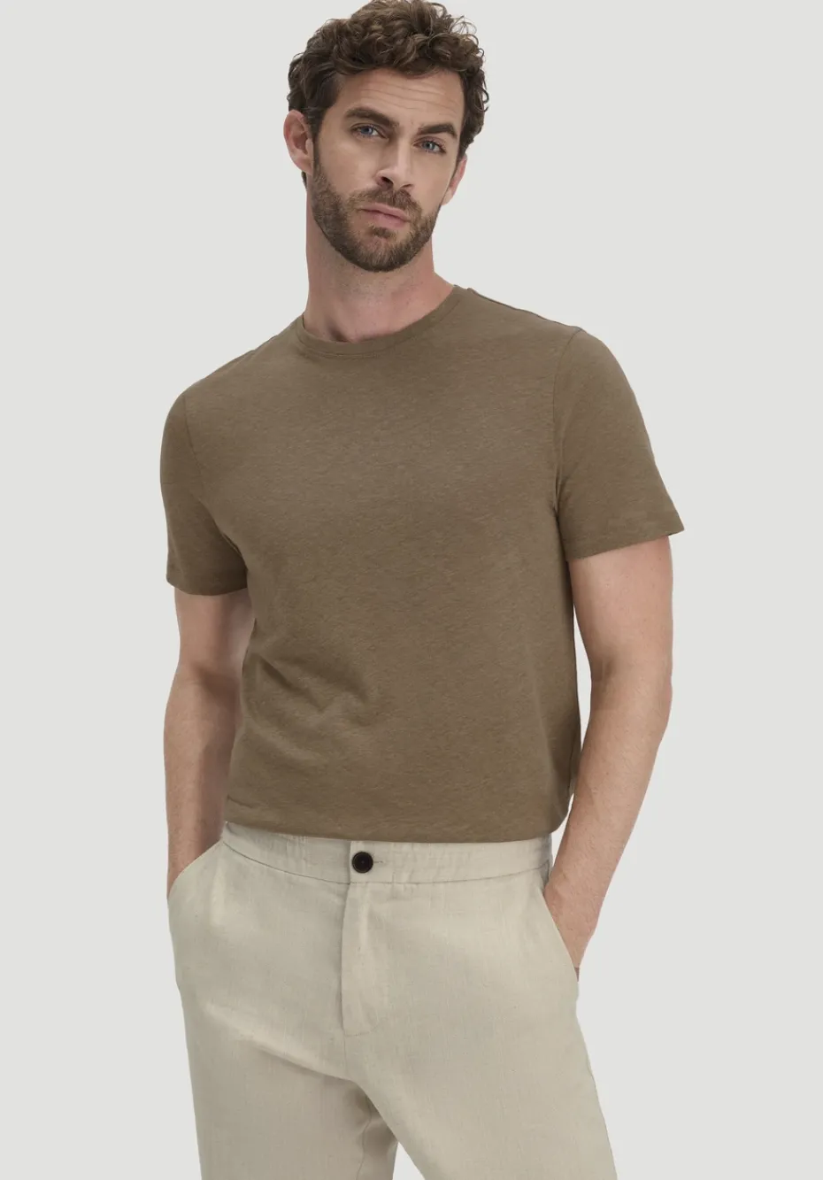 hessnatur T-Shirt Regular aus Leinen und Bio-Baumwolle von camel