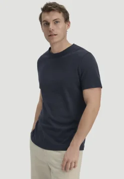 hessnatur T-Shirt Regular aus Leinen und Bio-Baumwolle von marine