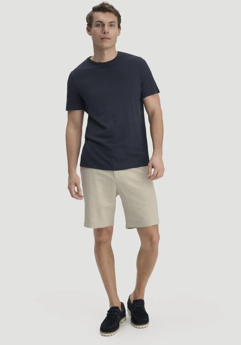 hessnatur T-Shirt Regular aus Leinen und Bio-Baumwolle von marine