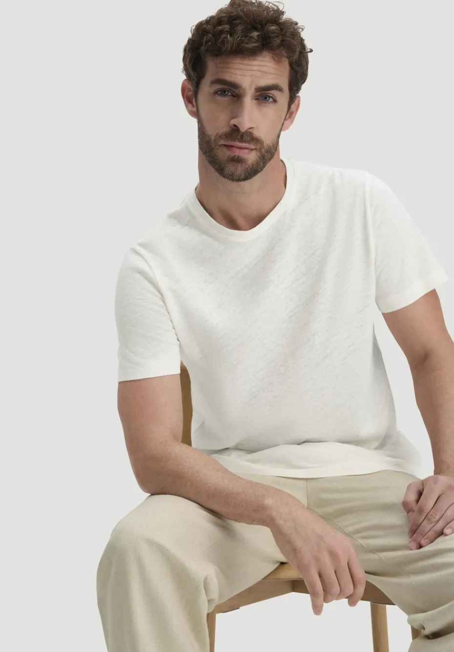 hessnatur T-Shirt Regular aus Leinen und Bio-Baumwolle von naturweiss Clearance
