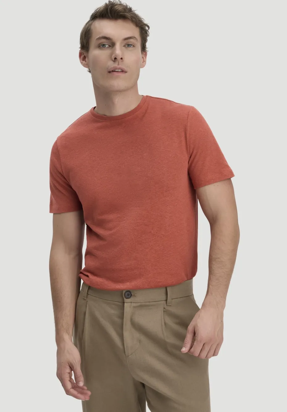hessnatur T-Shirt Regular aus Leinen und Bio-Baumwolle von terrakotta Online