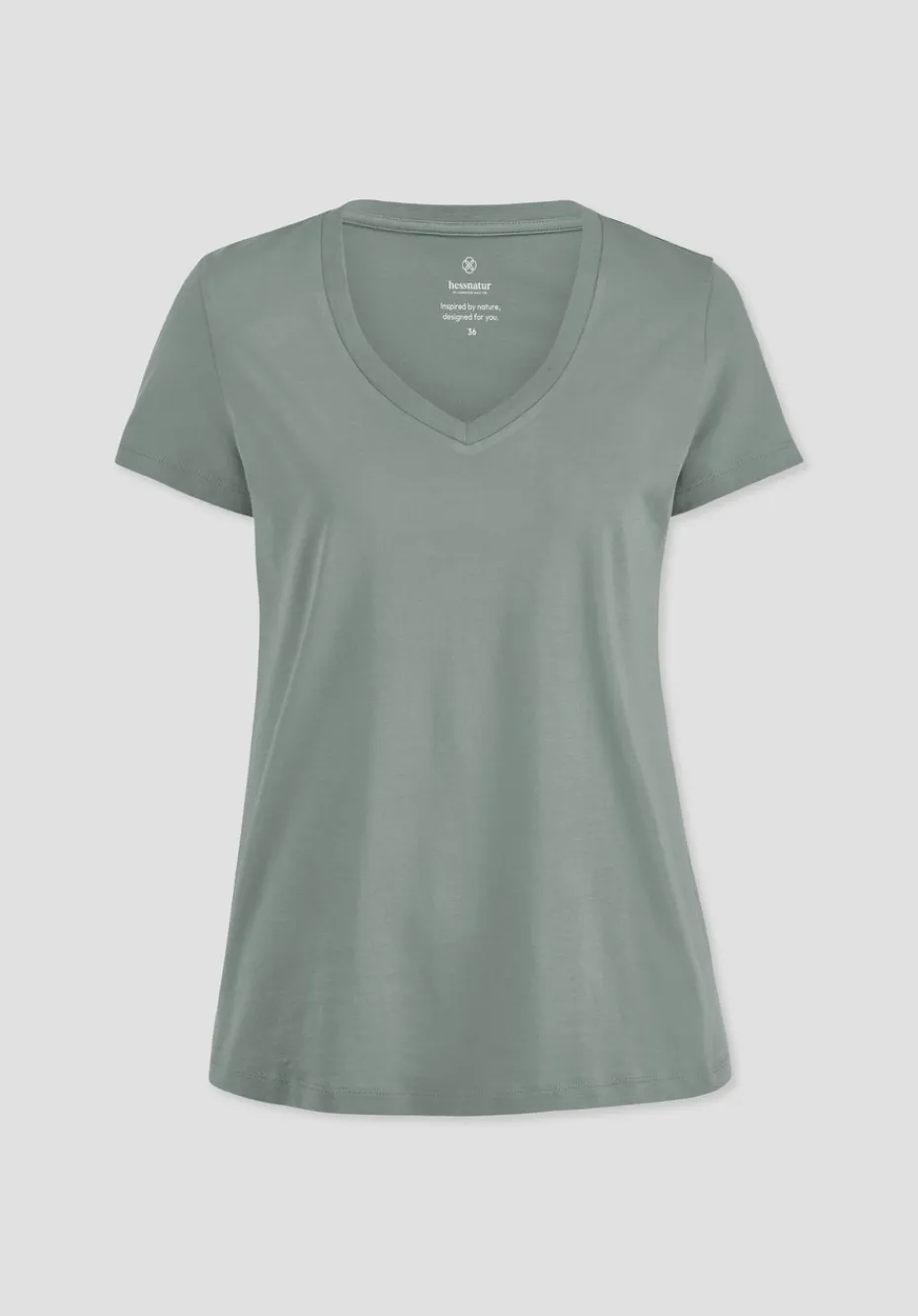 hessnatur T-Shirt Regular aus Regenerative Organic Cotton (ROC) von mattgrün Sale