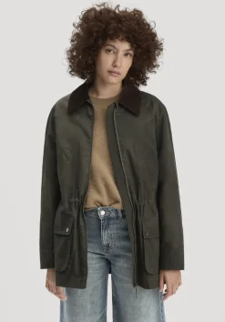 hessnatur Wachsjacke Regular aus reiner Bio-Baumwolle von oliv Discount