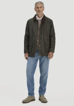 hessnatur Wachsjacke Regular aus reiner Bio-Baumwolle von oliv Best