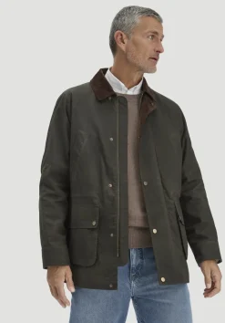 hessnatur Wachsjacke Regular aus reiner Bio-Baumwolle von oliv Best