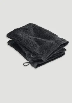 hessnatur Waschhandschuh im 3er-Pack aus reiner Bio-Baumwolle von schwarz Discount