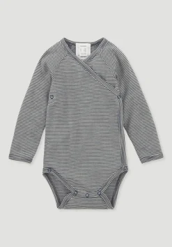 hessnatur Wickelbody Langarm aus Bio-Merinowolle mit Seide von dunkelblau Sale