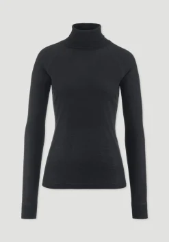 hessnatur Wolle-Mix Longlseeve Fitted aus Bio-Merinowolle und TENCEL™ Lyocell von schwarz Online