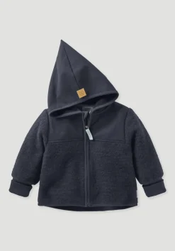 hessnatur Wollfleece Jacke aus Bio-Merinowolle mit Softshell von marine Outlet