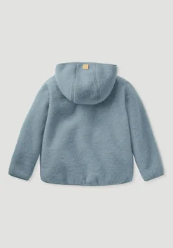 hessnatur Wollfleece Jacke aus reiner Bio-Merinowolle von gletscherblau New