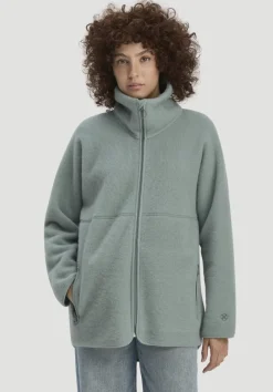 hessnatur Wollfleece Jacke Oversized aus reiner Bio-Merinowolle von mattgrün New