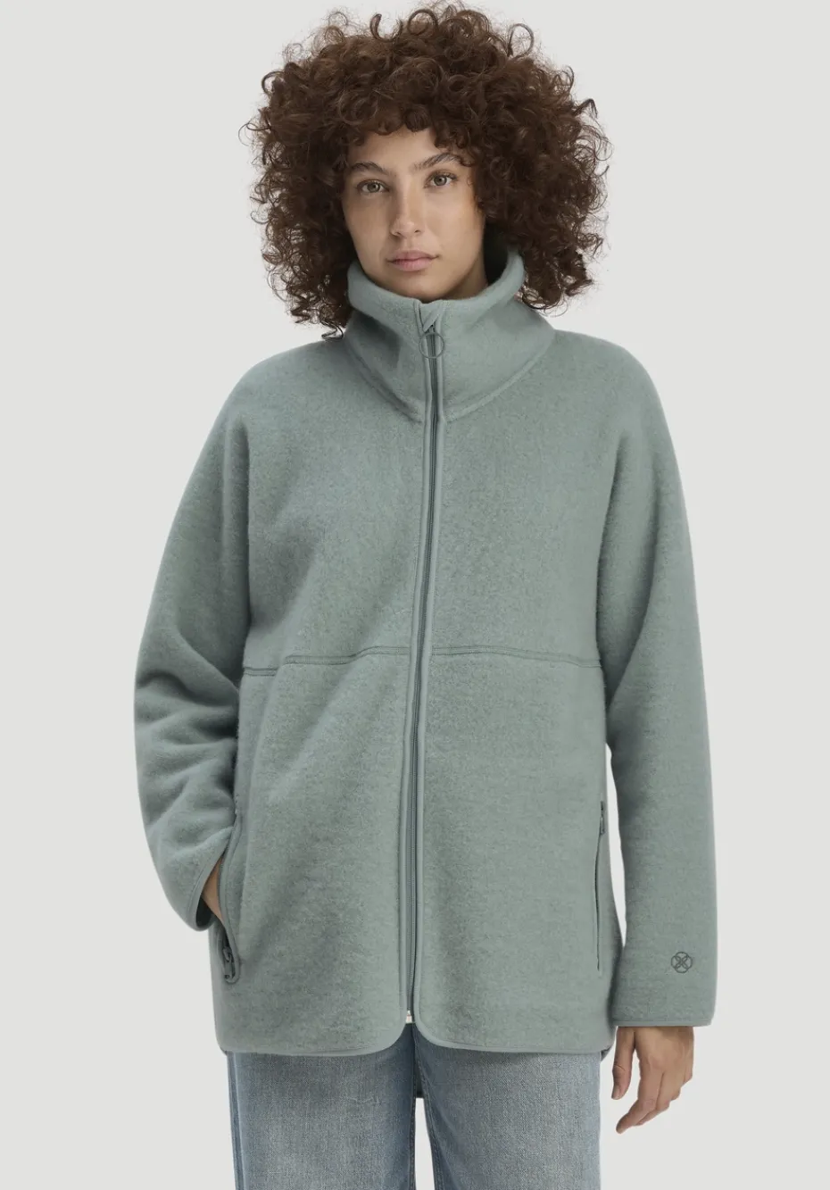 hessnatur Wollfleece Jacke Oversized aus reiner Bio-Merinowolle von mattgrün New