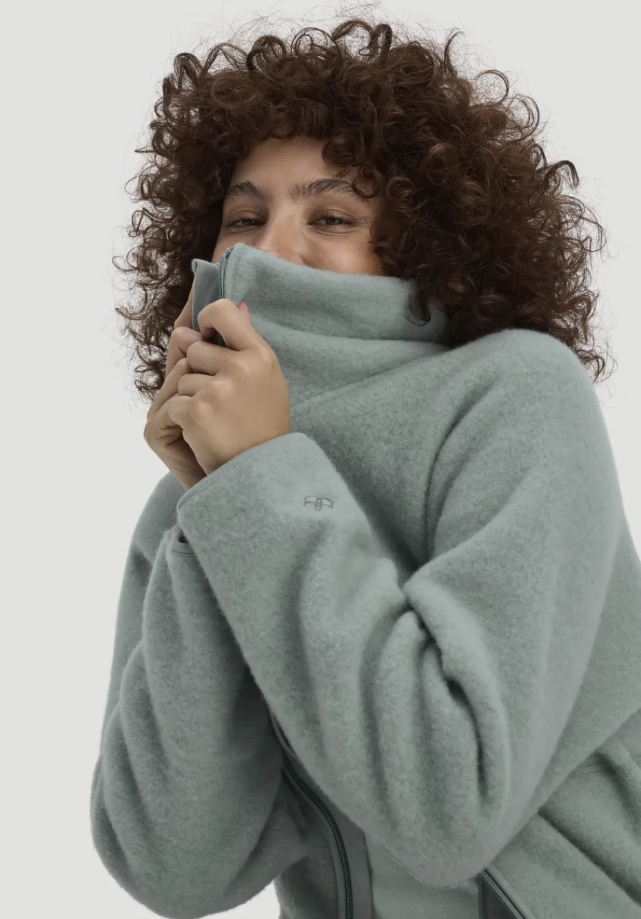 hessnatur Wollfleece Jacke Oversized aus reiner Bio-Merinowolle von mattgrün New