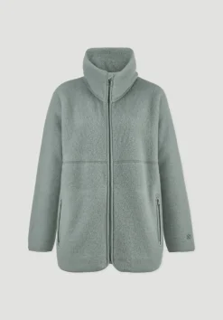 hessnatur Wollfleece Jacke Oversized aus reiner Bio-Merinowolle von mattgrün New
