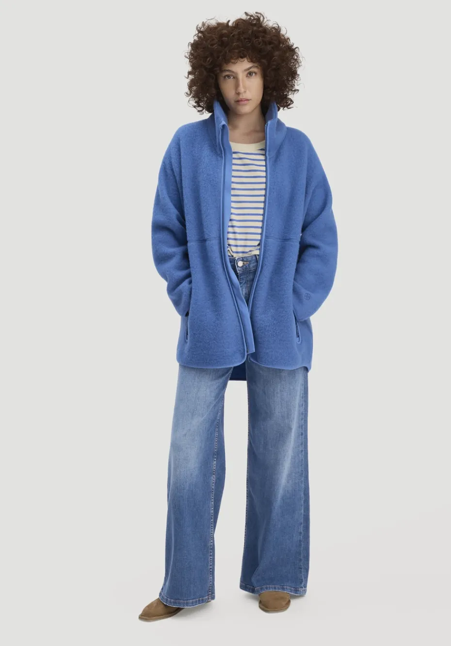 hessnatur Wollfleece Jacke Oversized aus reiner Bio-Merinowolle von kornblume