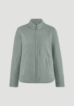 hessnatur Wollfleece Jacke Regular aus reiner Bio-Merinowolle von mattgrün New