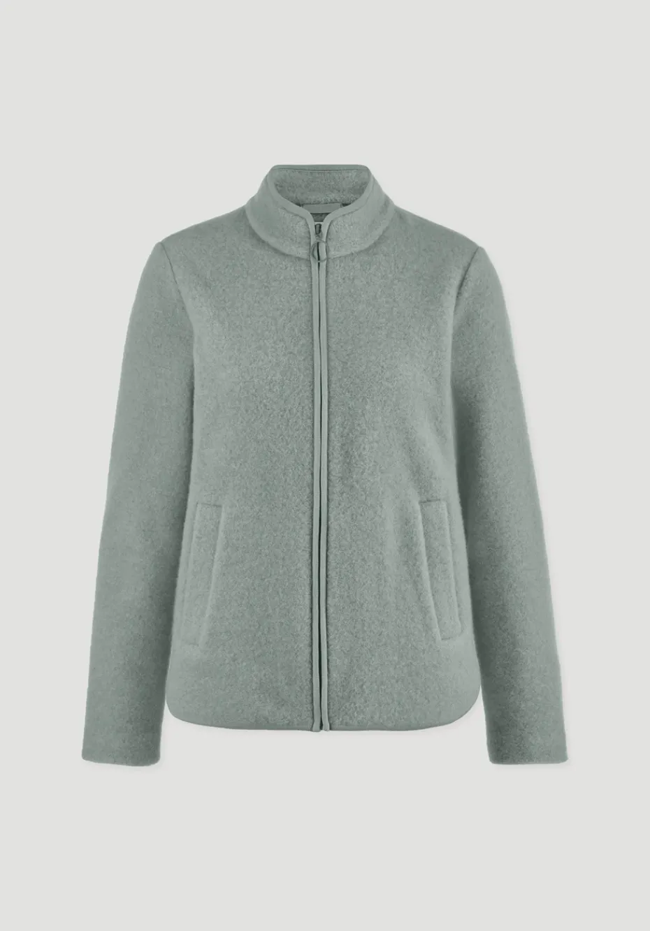 hessnatur Wollfleece Jacke Regular aus reiner Bio-Merinowolle von mattgrün New