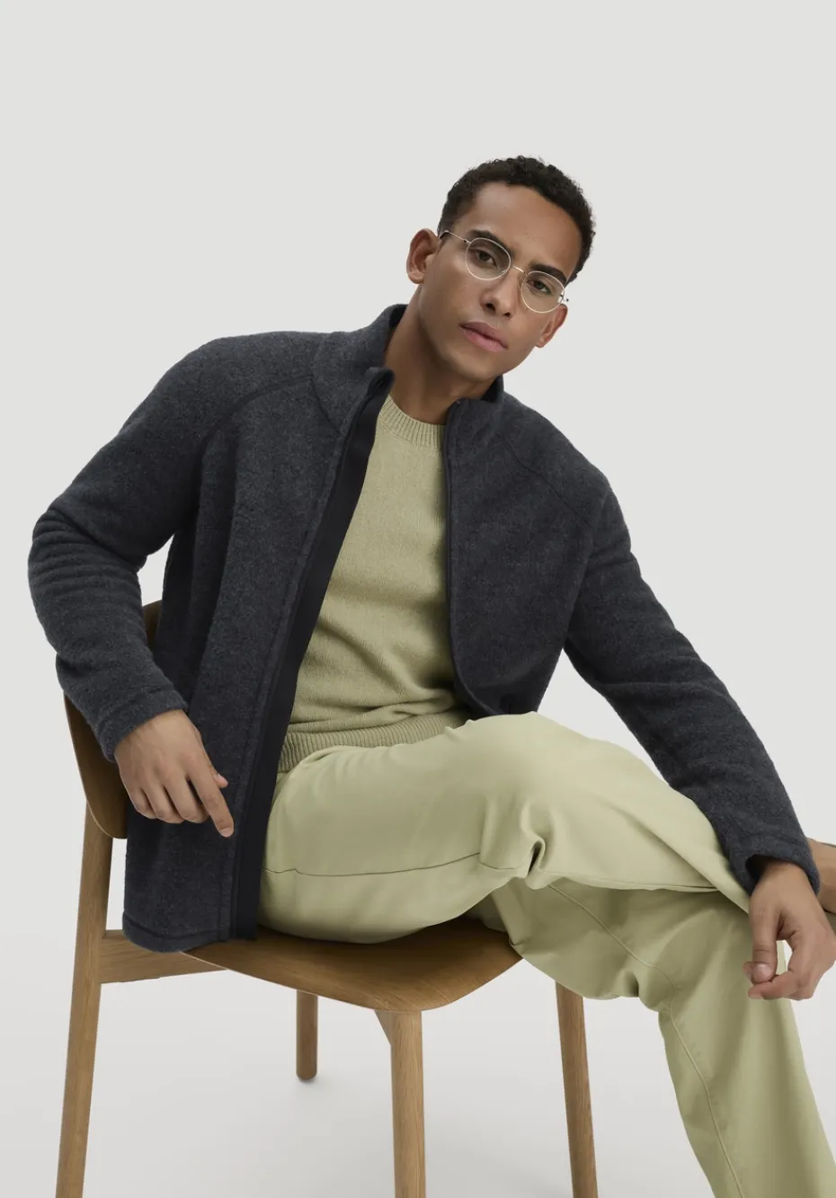 hessnatur Wollfleece Jacke Regular aus reiner Bio-Merinowolle von anthrazit Online